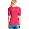 thumbnail image 2 of Women's Basic Elbow Sleeve V-Neck Cotton T-Shirt Plain Top-Plus Size Available (FAST & FREE SHIPPING), 2 of 3