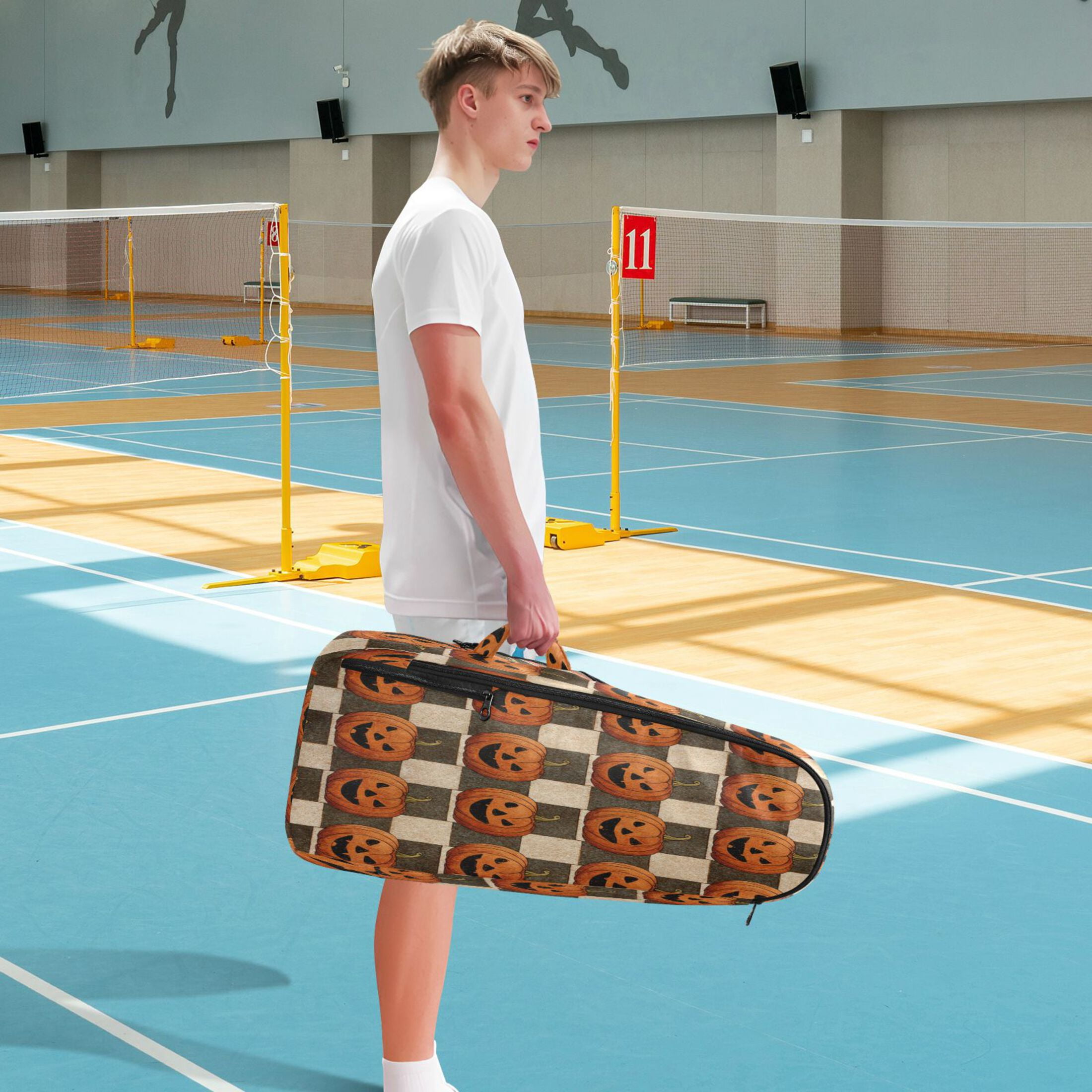 2 Racquet Holder Tennis Backpack Tennis Racket Covers Gym Bags Striped Wicked Pumpkins