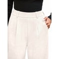 thumbnail image 6 of Women Dressy Work Business Casual Elastic High Waisted Trousers Ribbed Lounge Palazzo Pants Cream White S, 6 of 10