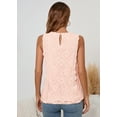 thumbnail image 7 of SHOWMALL Women's Tank Tops Casual Lace Trim Embroidered Hollow Out Full Liner V Neck Summer Sleeveless Shirts, Pink, Size Large, 7 of 7