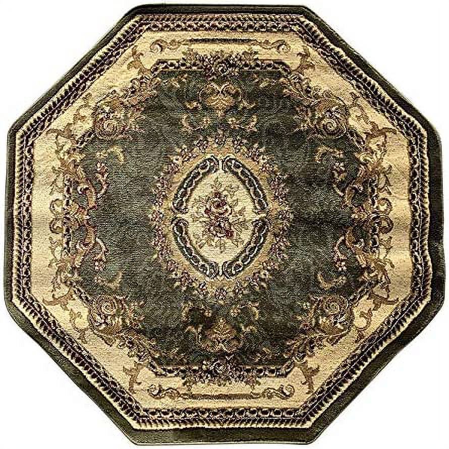 Traditional Octagon Oriental Aubusson Area Rug Persian Green Burgundy