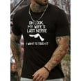 thumbnail image 1 of Camisetas de moda para hombre, corte cómodo, cuello redondo informal y manga corta con estampado "Oh, mira. El último nervio de mi esposa" para verano y primavera., 1 of 8