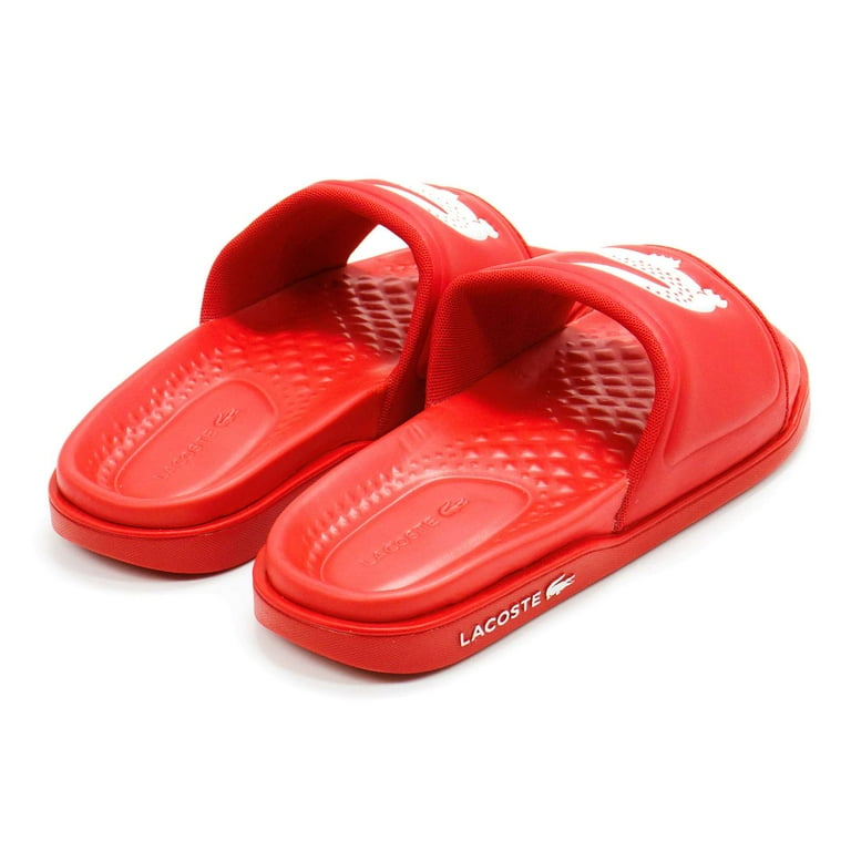 Lacoste Men's Croco Dualiste 0922 Slide Sandals, Red White