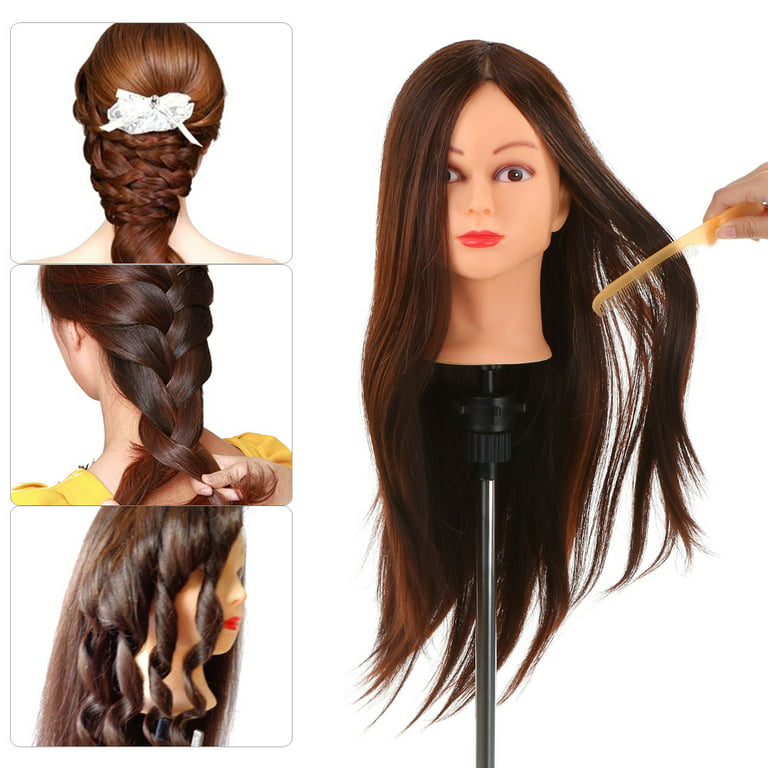 RIHANNAHAIR 100% Human Hair Mannequin Head with Stand for Hairdresser  Manikin Cosmetology Doll Training Head Practice Braiding Styling Coloring