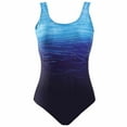 thumbnail image 4 of Freedo Women One-piece Water Ripple Gradient Backless Bikini Swimsuit BLUE XL, 4 of 8