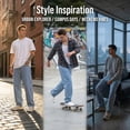 thumbnail image 6 of Olaglory Baggy Jeans for Men Vintage Wide Leg Loose Fit Men Denim Pants Hip Hop Skater Carpenter Jeans Y2K Streetwear, Light Blue, 6 of 8