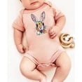 thumbnail image 3 of Floral Easter Bunny Baby Bodysuit for Girls Ink Printed Embroidery Spring Rabbit One-Piece Peach Bodysuit Newborn, 3 of 3