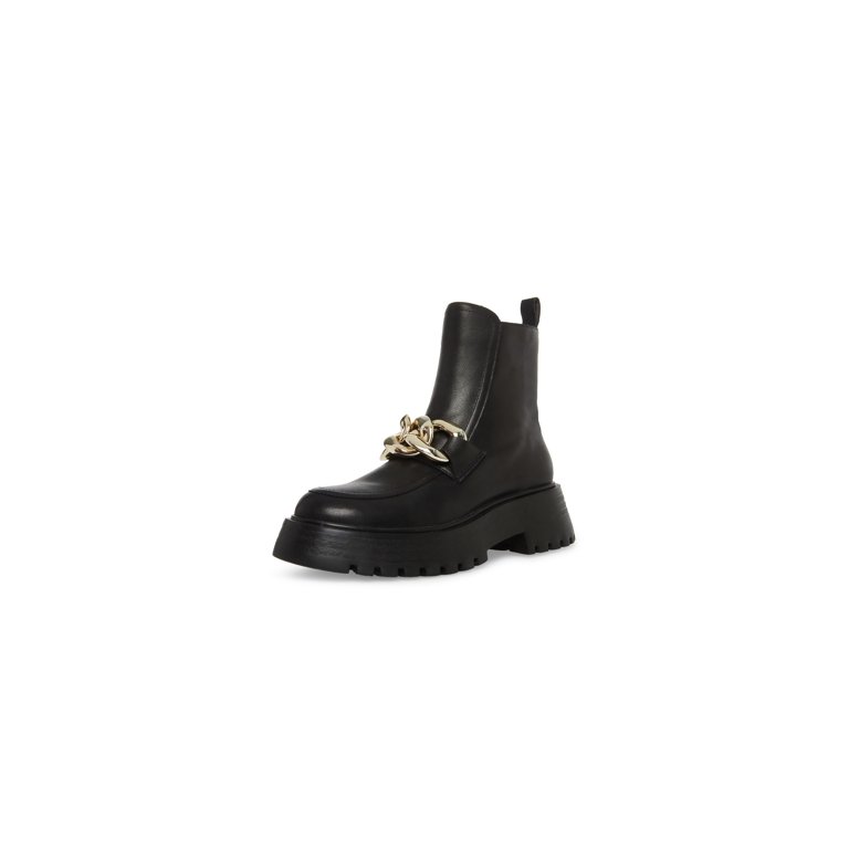 Steve Madden Cleo Black Leather Chunky Lug Sole Curb Chain  display picture 1