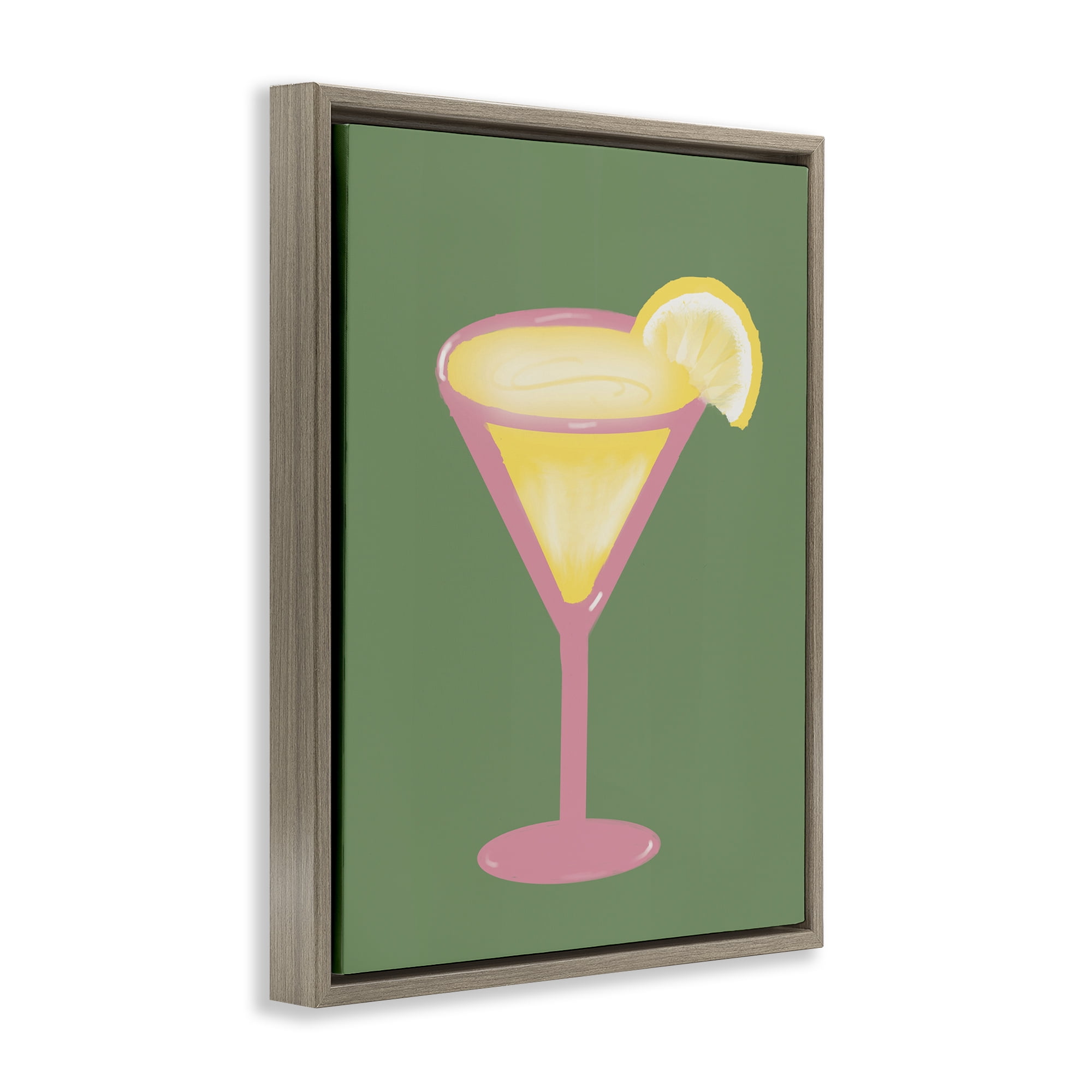 Stupell Industries Lemon Drop Glass over Green Brown Framed Floater Canvas Wall Art, design by Robin Maria