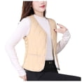 thumbnail image 3 of uublik Women's Warm Vest Button Up Casual Thermal Jackets Lightweight Trendy Outerwear Coat with Pockets, Khaki, 3 of 7
