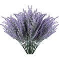 thumbnail image 1 of Flores artificiales de lavanda, plantas falsas con ramo de boda de plástico falso para centros de mesa, hogar, cocina, jardín, granja, decoración, 10 unidades, color morado esquí esquí Gafas de esquí, 1 of 5
