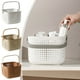 thumbnail image 1 of Cesta de Baño Cuadrada de Lujo con Drenaje | Plástico | Transpirable | Almacenamiento Por Zonas | Gran Capacidad de Carga | 22,5 × 21 × 16,5 Cm | Inglés Americano, 1 of 6