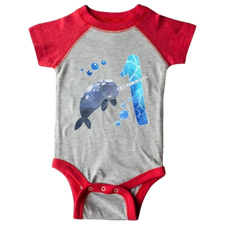 

Inktastic Cute Narwhal 1st Birthday Gift Baby Boy or Baby Girl Bodysuit