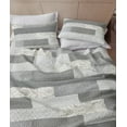 thumbnail image 4 of Chezmoi Collection 3-Piece Muted Gray White Ivory Floral Plaid Rectangular Patchwork Cotton Quilt Reversible Lightweight Bedspread Set, King Size, 4 of 9