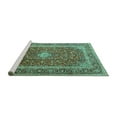 thumbnail image 2 of Ahgly Company Machine Washable Indoor Round Persian Turquoise Blue Traditional Area Rugs, 4' Round, 2 of 4