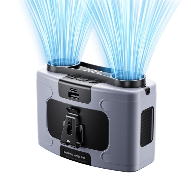 Ventilador de cintura Astaowl recargable USB de 10000 mAh, 6-32 h, portátil