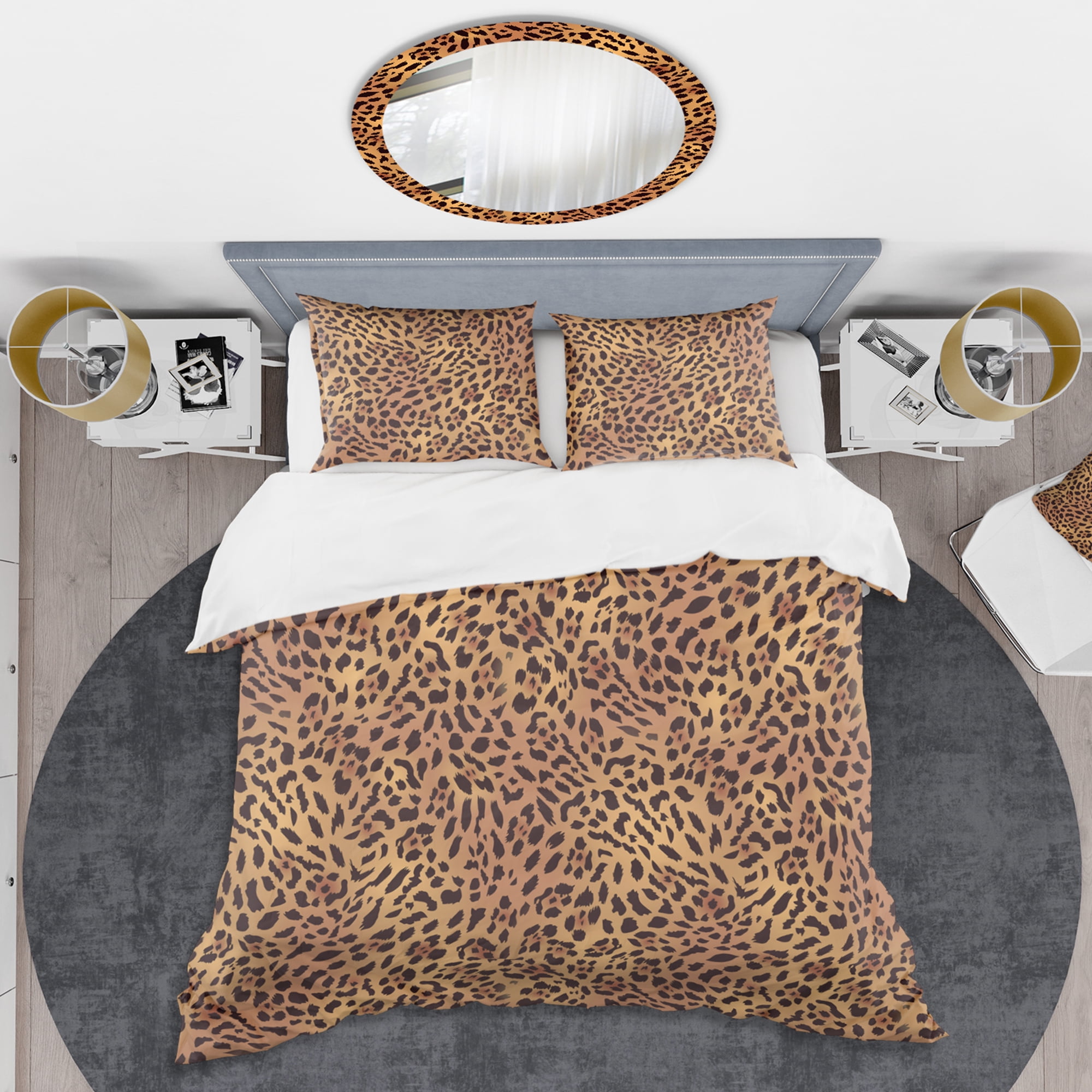 Designart 'Leopard Fur Safari III' Mid-Century Modern Duvet Cover Set