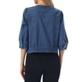thumbnail image 3 of INSPIRE CHIC Women's Summer 3/4 Sleeve Collarless Button Up Denim Jean Jackets M Medium Blue, 3 of 6