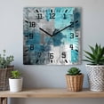 thumbnail image 6 of Teal Grey Wooden Wall Clock Silent Non Ticking, Abstract Art Oil Painting Modern Geometric Square Wall Clocks Battery Operated, Decor Clock for Home Office, Living Room, Kitchen, 12 Inch, 6 of 9