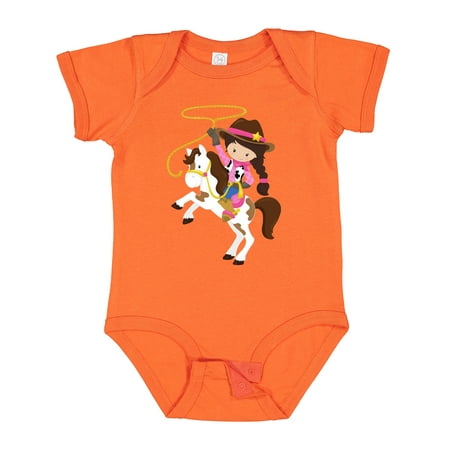 

Inktastic Cowgirl Sheriff Horse Lasso Brown Hair Gift Baby Girl Bodysuit