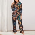 thumbnail image 2 of Honeii Whimsical Animal Spiral Print Women's Pajama Sets Long Sleeve Button Down Sleepwear Nightwear Soft Pjs Lounge Sets 2PCS-XX-Large, 2 of 7