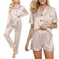 thumbnail image 2 of Satin Pyjamas Women's Short 4 Piece Pyjamas Short Sleeve Sleepwear And Shorts Set Women Sets Leisure Suit Loungewear, 2 of 4