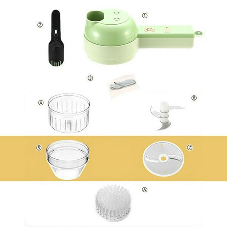 4 in 1 Portable Electric Vegetable Cutter Set, Multifunction Cordless Electric  Food Small Slicer, Onion Dicer, Cucumber Vegetable Cutter, Light Convenient  Slicer for Garlic Veggie, Mincing 