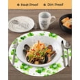 thumbnail image 3 of 15 Inch Round Placemats Set of 6, St. Patrick's Day Non Slip Heat Insulation PP Table Mats, Watercolor Lucky Shamrock Polka Dots Green Washable Place Mats for Kitchen Dining Party Table Decor, 3 of 7