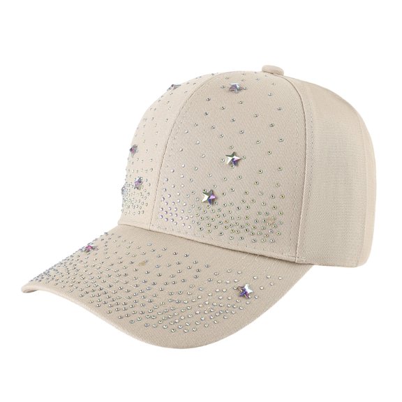 Yuanlong Unisex Baseball Cap Bling Star Rhinestone Sun Hat Breathable Adjustable Stylish Casual Summer Outdoor Headwear