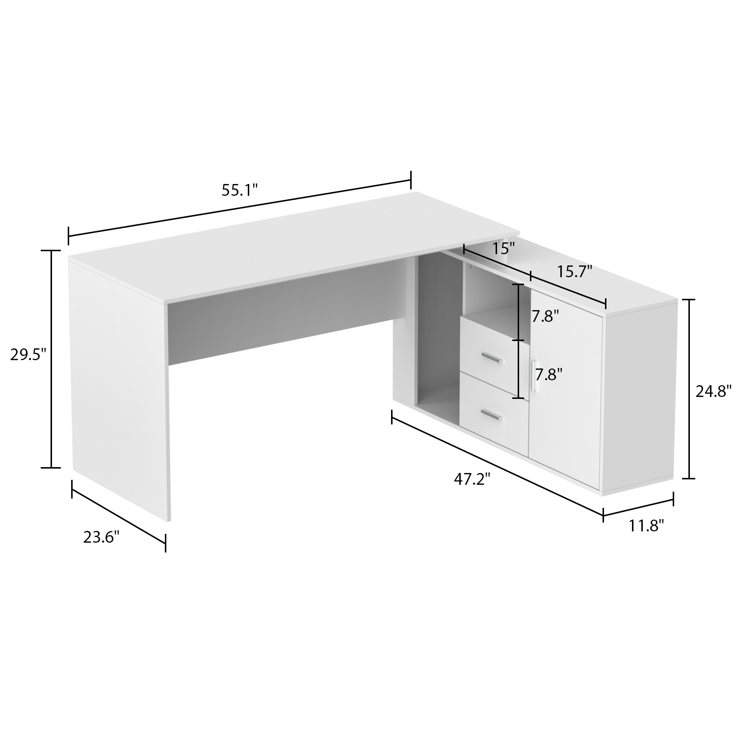 MONSLIPA 55" L Shaped Desk Computer Desk with Storage Shelf and Drawers, Gaming Table Writing Desk for Home Office