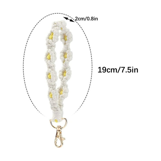 Bohemian Hand-woven Flower Keychain Clashing Color Keychain Bracelet Pendant Phone Chain