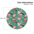 thumbnail image 3 of Fuzoiu Tropical Flamingo Print Leather Coasters Set,Drink Coasters Set of 6,for Tabletop Protection, Durable PVC Coasters,Home Décor and Housewarming Gift,Round Shape, 3 of 7