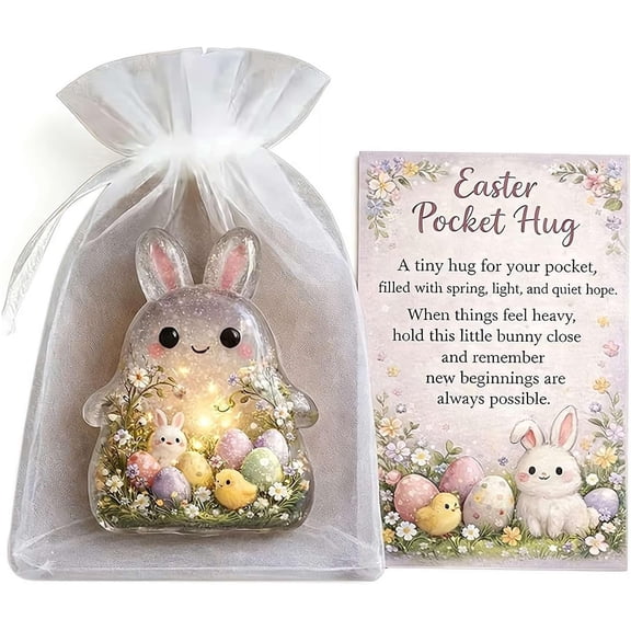 Pocket Hug Gift,Rabbit Pocket Hugs, Handmade Mini Emotional Support Rabbit, Easter Bunny Pocket Hug Cards,  Positive Small Comfort Gift for Friends