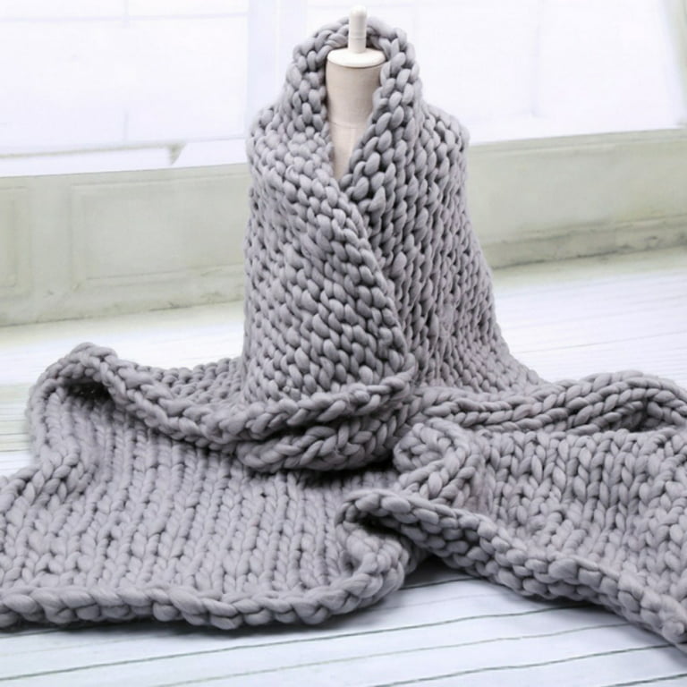 Mairbeon Handmade Knitting Thick Yarn Bulky Winter Soft Warm Blanket Home  Sofa Decor