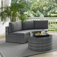 thumbnail image 4 of Crosley Catalina 2Pc Outdoor Wicker Sectional Set Gray/Gray - Sectional Sofa & Round Glass Top Coffee Table, 4 of 8