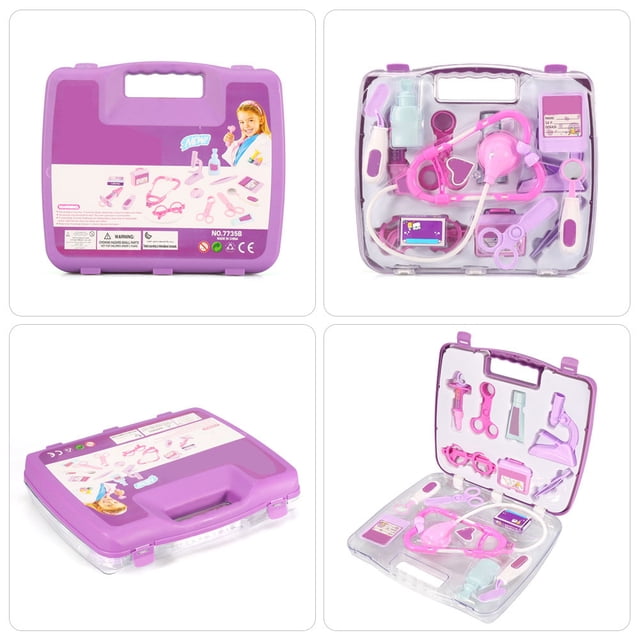 Kids Kids Children Role Play Doctor Kit Equipment Nurse Case Toy Gift /Purple