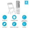 thumbnail image 5 of Emma + Oliver Folding Chair - White Plastic - 4 Pack 650LB Weight Capacity - Event Chair, 5 of 15