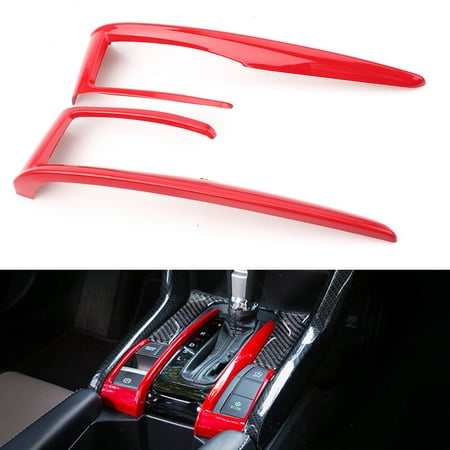 GZYF 2PCS Red ABS Interior Gear Shift Frame Cover Trim For Honda Civic 10th