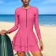 thumbnail image 1 of Traje de baño tankini informal para mujer, cuello dividido, media cremallera, manga larga, mono + pantalón de cuatro esquinas con almohadilla en el pecho, pantalones de natación, traje de surf, traje, 1 of 8