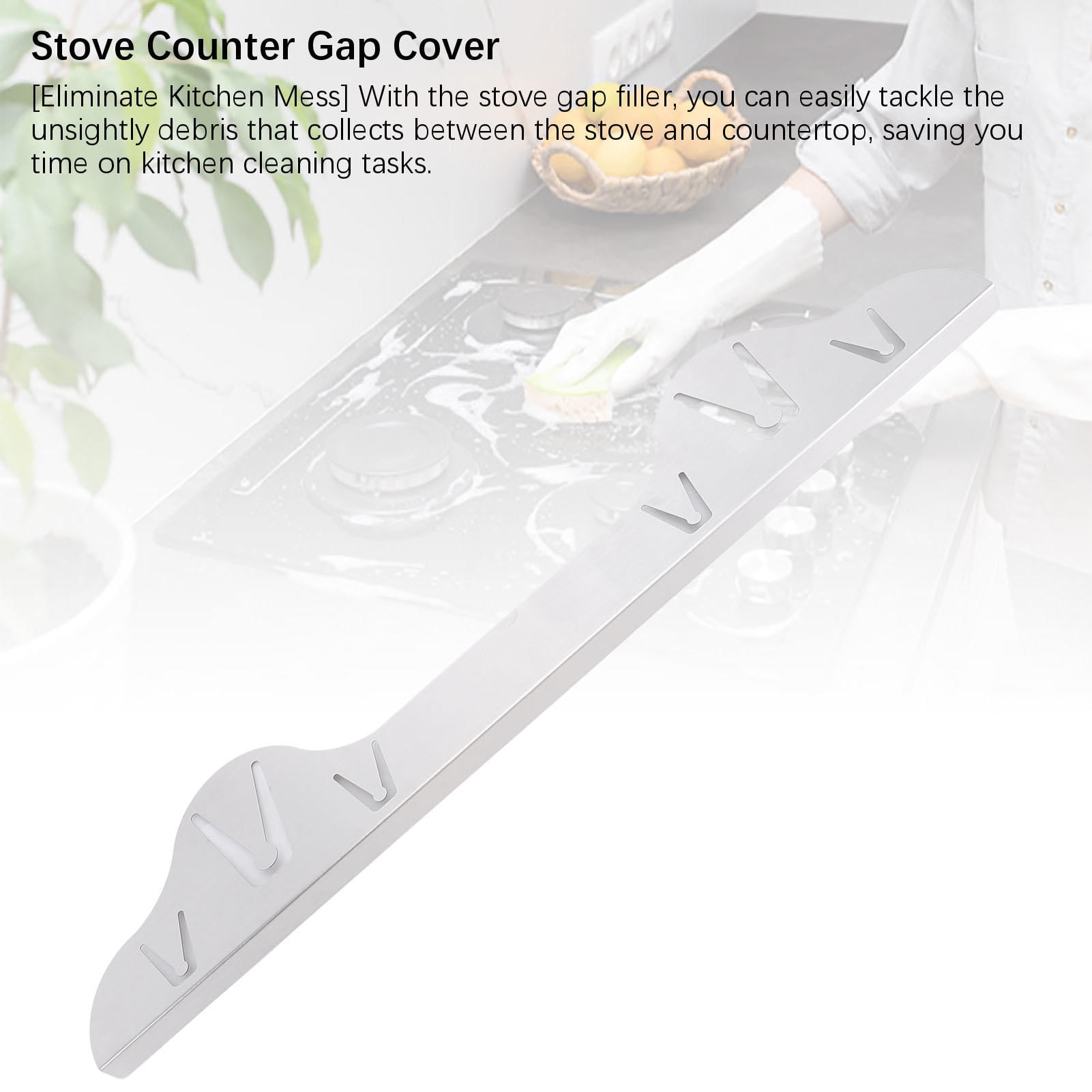 BIMZUC 2‑Pack Stainless Steel Stove Gap Cover 23.4"x3.9" – Heat‑Resistant, Dishwasher Safe, Modern Kitchen Filler