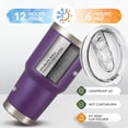 thumbnail image 3 of 30oz Tumbler Stainless Steel Vacuum Insulated Water Coffee Tumbler Cup Double Wall Powder Coated Spill-Proof Travel Mug Thermal Cup for Home Outdoor Purple, 3 of 5