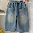 thumbnail image 4 of Amidoa&nbsp; Wide Leg Girls Jeans Shorts Casual Baggy Summer Kids Denim Shorts Blue Size 12, 4 of 9