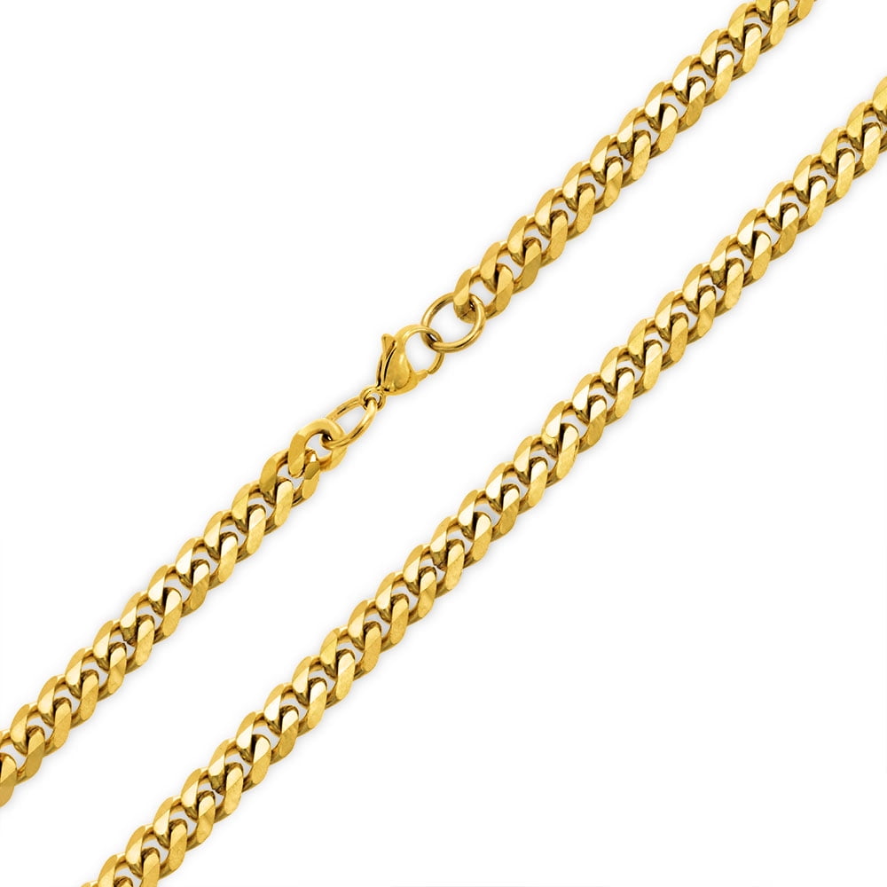 Gold tone stainless steel link chain necklace for men – Shani
