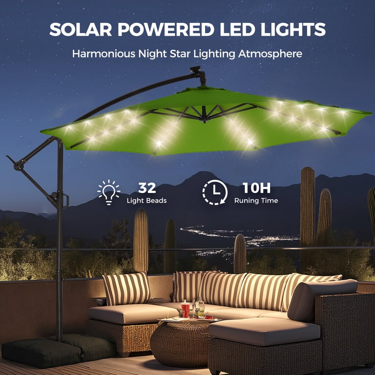 4 star rated patio umbrellas HOMSHADE 10ft Patio Umbrella, Offset Cantilever, Infinite Tilt, UV-Block  Fabric, Base Included, Green