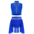 thumbnail image 2 of Sholeno Lyrical Dance Outfits for Girls Gymnastic Leotard Wrap Skirt Latin Jazz Dance Performance Costume Blue 8, 2 of 4