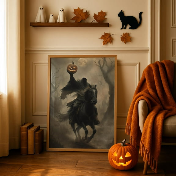 MSFCON Headless Horseman Art Print: Gothic Halloween Decor