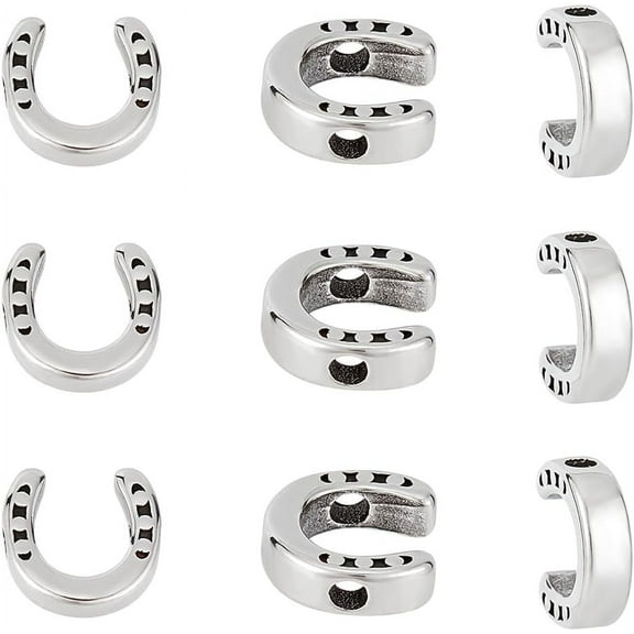 304 Stainless Steel Beads Horseshoes Antique Silver 9.5x10x3mm Hole: 2mm