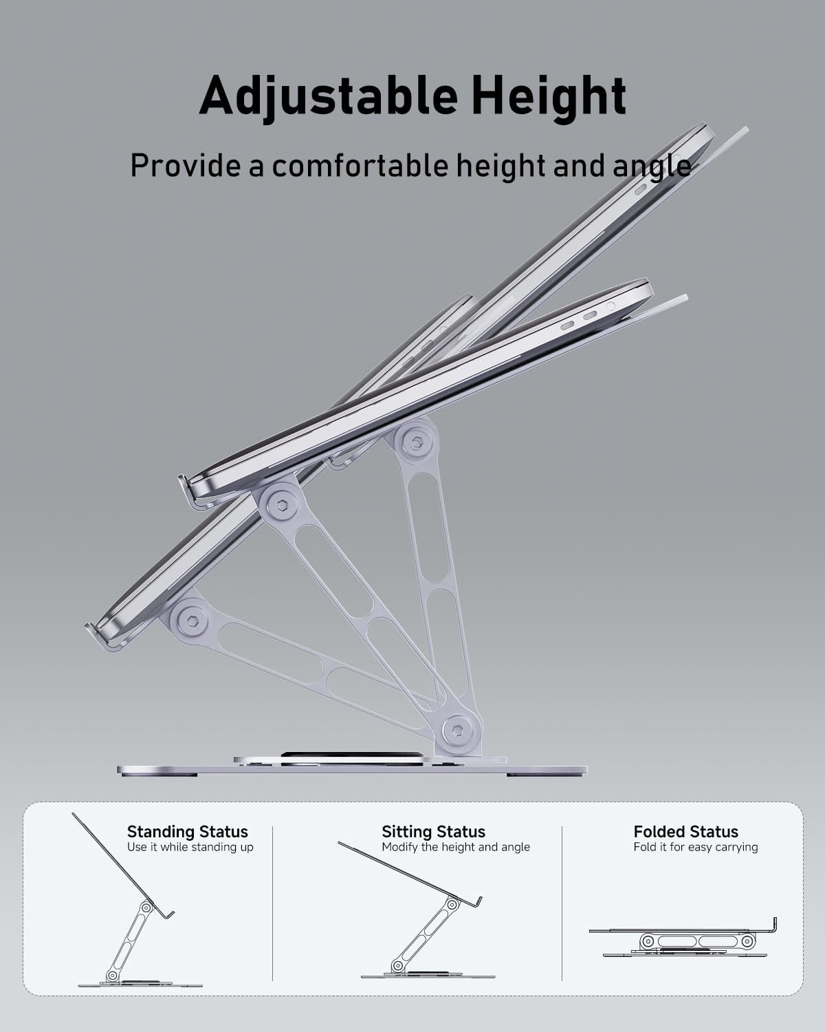 Laptop Stand For Desk  Adjustable Swivel Computer Riser 360 Rotation Base Portable Holder Office Home Fits Macbook Air Pro (10"-17.3") -