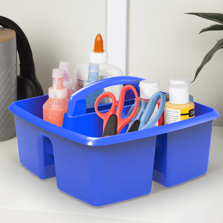 Cleaning Supplies Caddy, 2 Pack Cleaning Supply Organizer with Handle,  Plastic Bucket for Cleaning Products, Tool Storage Caddy, Blue