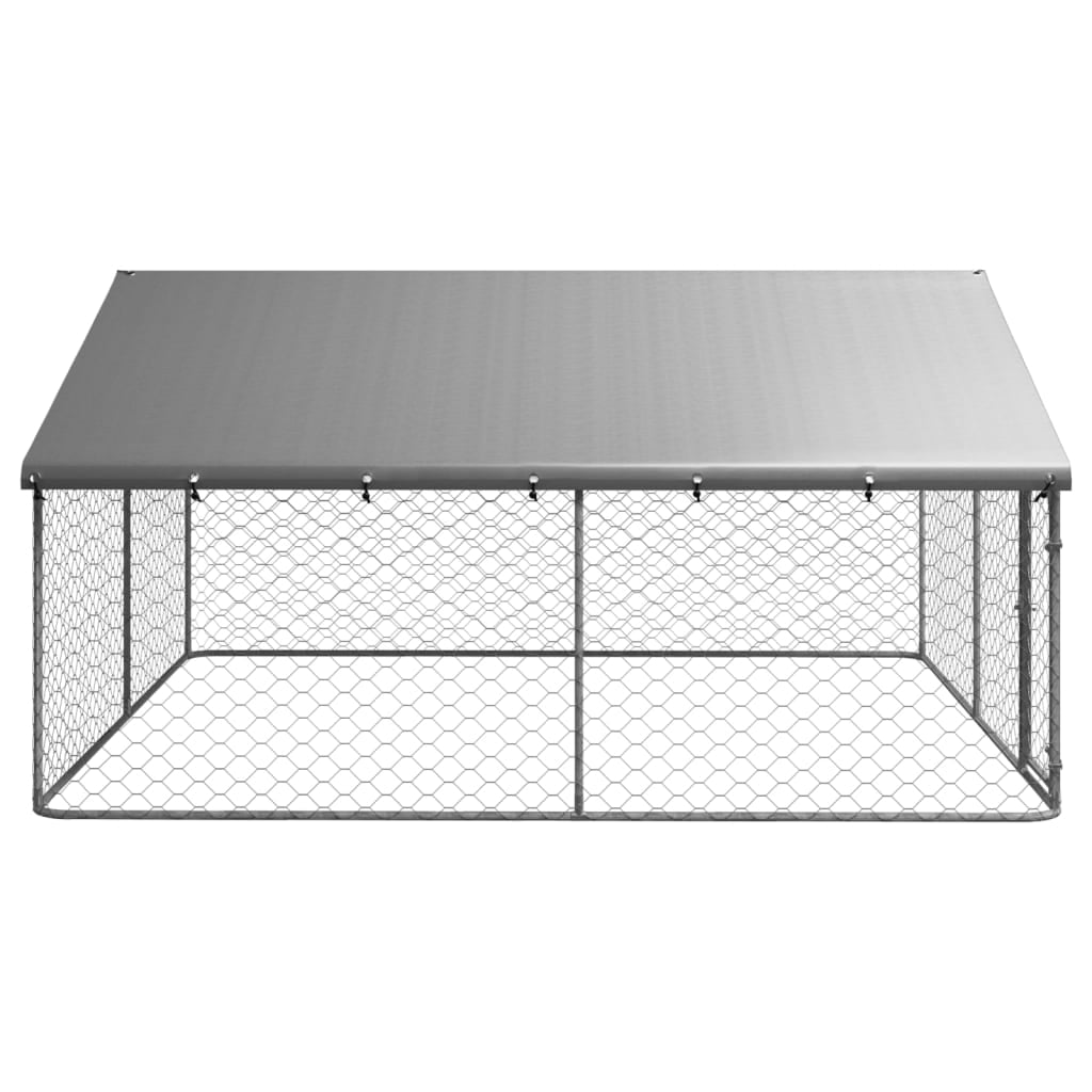 vidaXL 39.4" Steel Outdoor Pet Kennel & Crate for Dogs with Roof